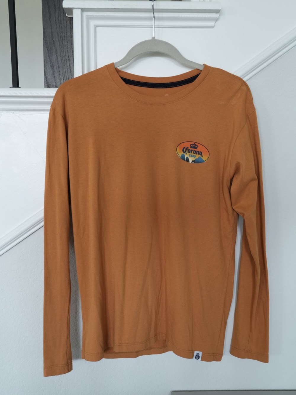 Corona Cabo Blue Marlin Beach Long Sleeve Graphic Tee Shirt Tan Size CH/small